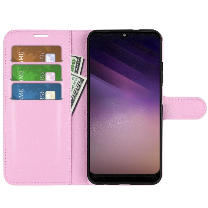 Bild 4, Samsung Galaxy A03 Fodral Litchi Läder Ljus Rosa