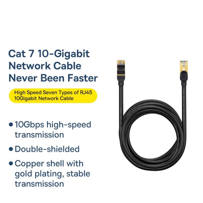 Bild 5, Baseus 8m Cat7 RJ45 Nätverkskabel Svart