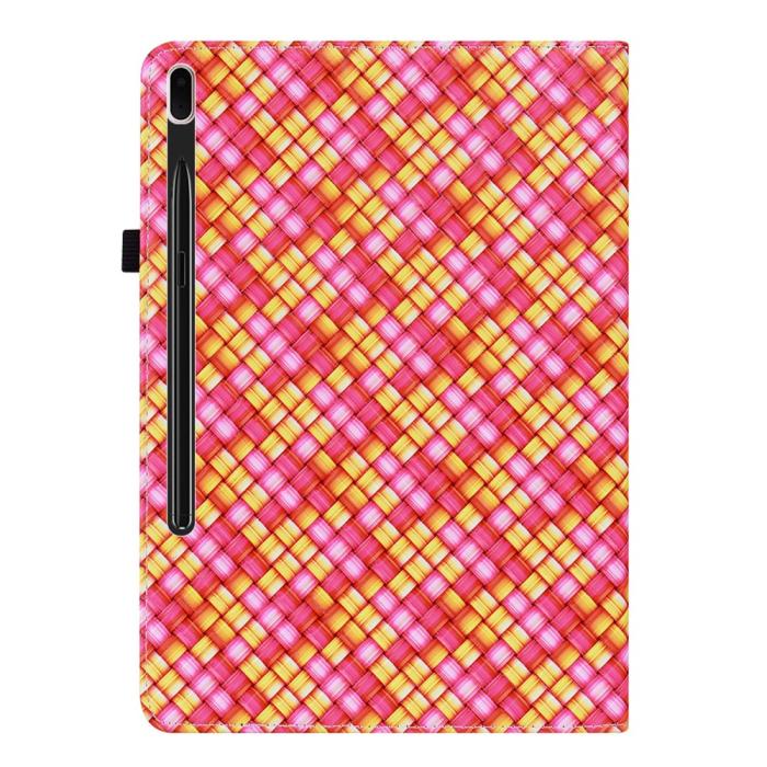 Bild 3, Samsung Galaxy Tab S7 Plus / Tab S8 Plus Fodral Vävd Textur Rosa/Gul