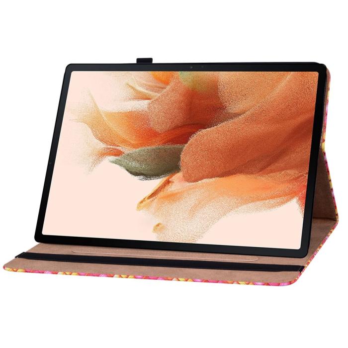 Bild 4, Samsung Galaxy Tab S7 Plus / Tab S8 Plus Fodral Vävd Textur Rosa/Gul