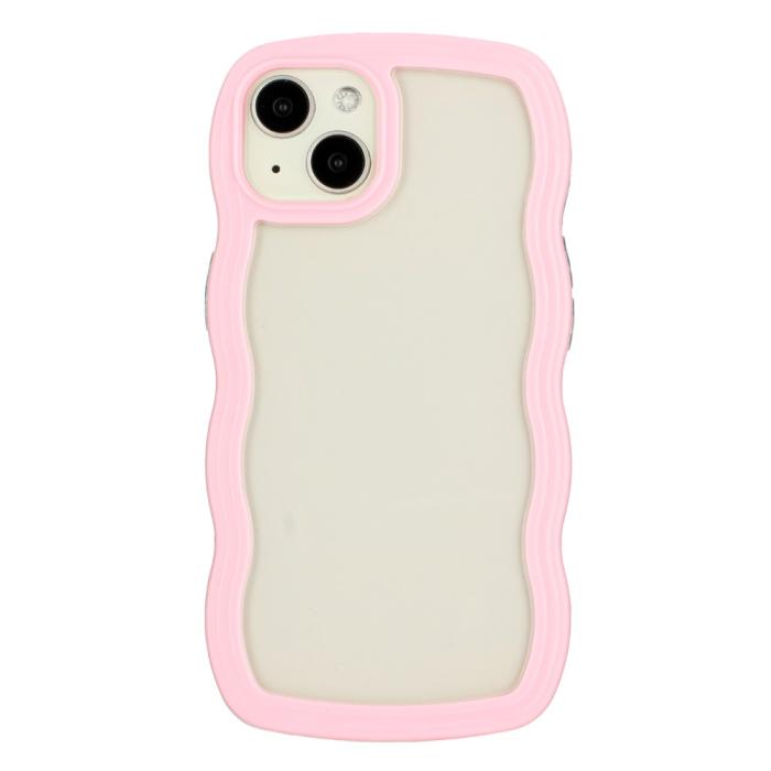 Bild 1, iPhone 15 Skal Wavy Hybrid Transparent/Rosa