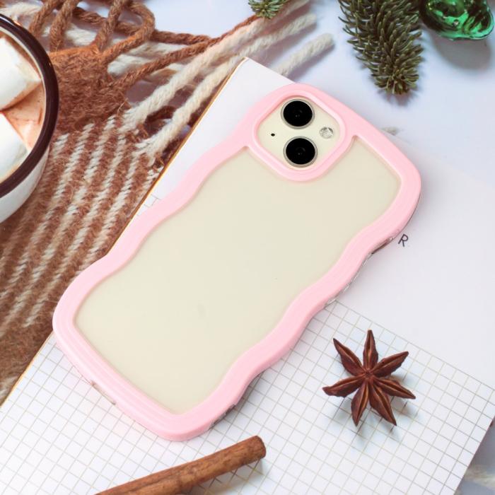 Bild 3, iPhone 15 Skal Wavy Hybrid Transparent/Rosa