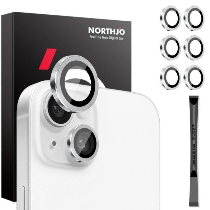 Bild 1, NORTHJO iPhone 15/15 Plus/14/14 Plus Linsskydd 3-PACK