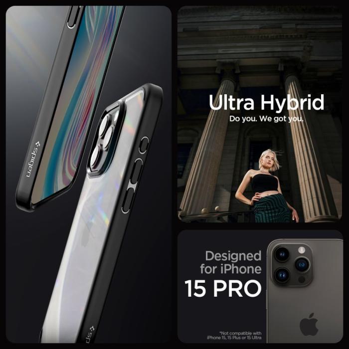 Bild 6, Spigen iPhone 15 Pro Skal Ultra Hybrid Frostad Svart