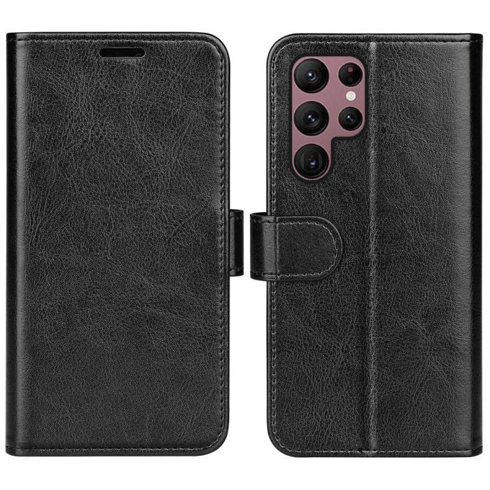 Bild 1, Samsung Galaxy S23 Ultra Fodral Crazy Horse Läder Svart