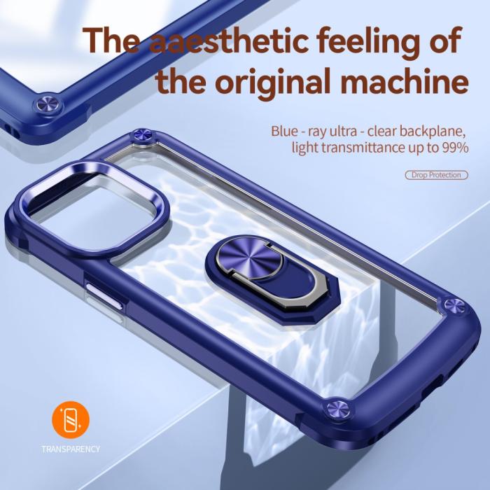 Bild 5, iPhone 15 Pro Skal Ring Shockproof Hybrid Blå