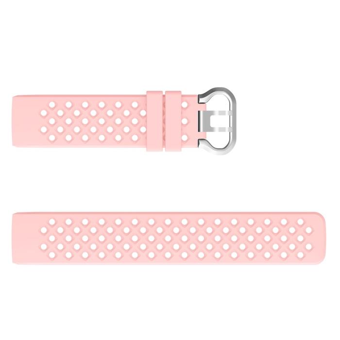 Bild 3, Silikon Armband Ihåligt Fitbit Charge 3 / 4 Ljus Rosa