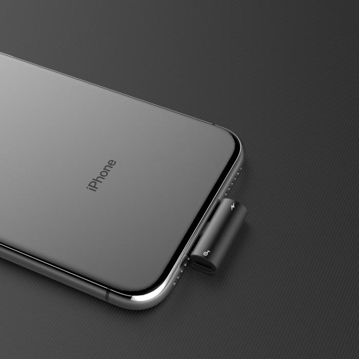 Bild 2, Baseus USB Adapter 2x Lightning Port - Svart