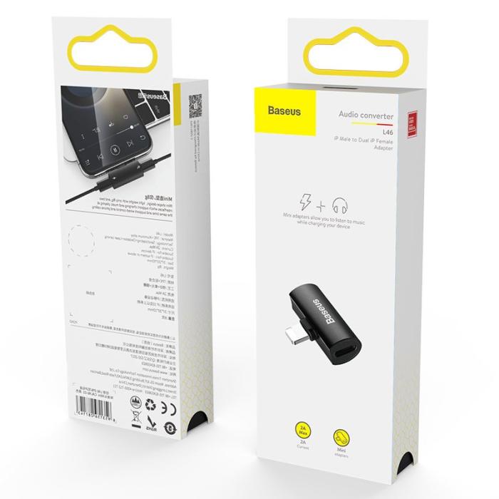 Bild 5, Baseus USB Adapter 2x Lightning Port - Svart