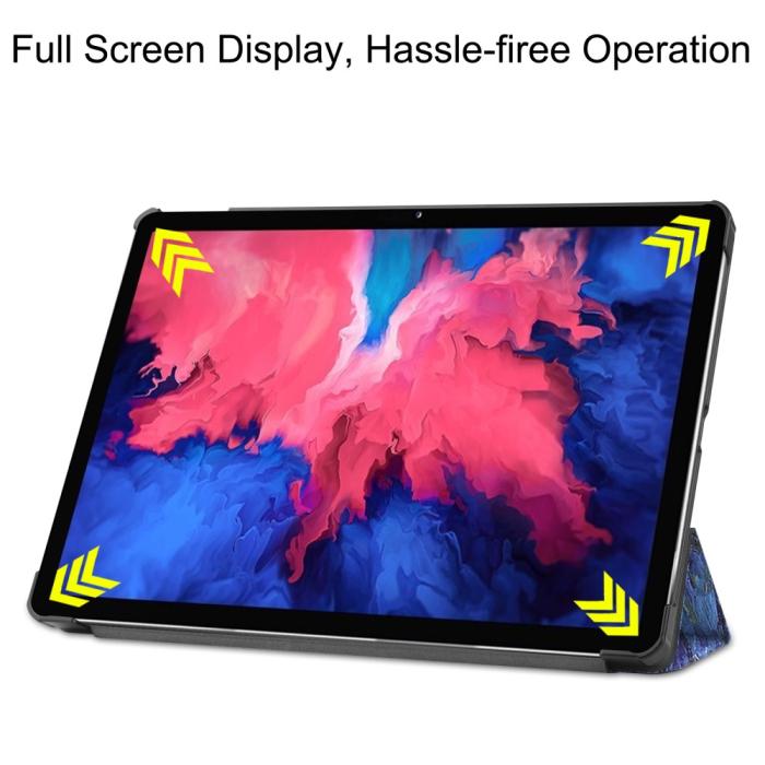 Bild 4, Lenovo Tab P11 / P11 Plus - Tri-Fold Läder Fodral - Brush Painting