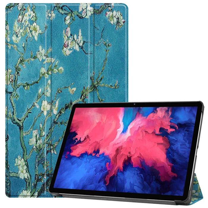 Bild 1, Lenovo Tab P11 / P11 Plus - Tri-Fold Läder Fodral - Peach Blossom