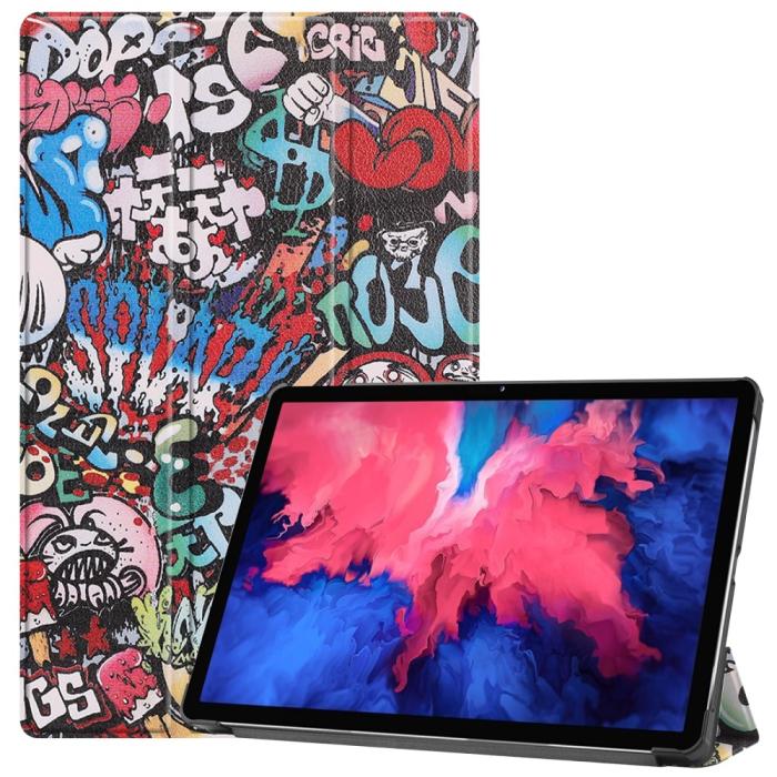 Bild 1, Lenovo Tab P11 / P11 Plus - Tri-Fold Läder Fodral - Graffiti