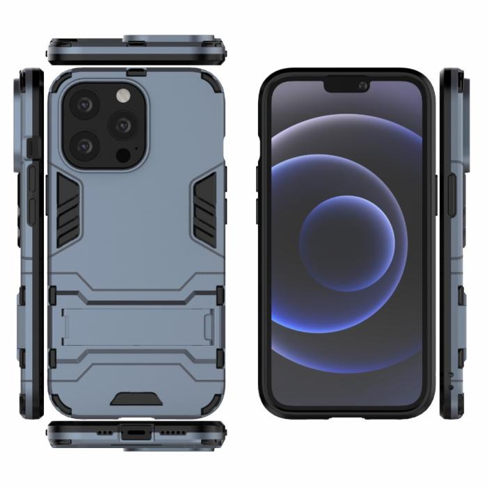 Bild 5, iPhone 13 Pro - Armor Hybrid Skal Kickstand - Navy Blue