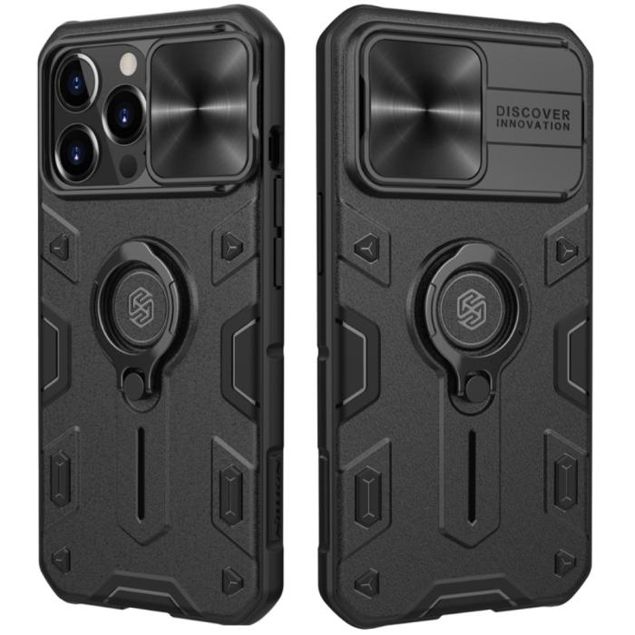 Bild 1, iPhone 13 Pro - NILLKIN CamShield Armor Hybrid Ring Skal - Svart