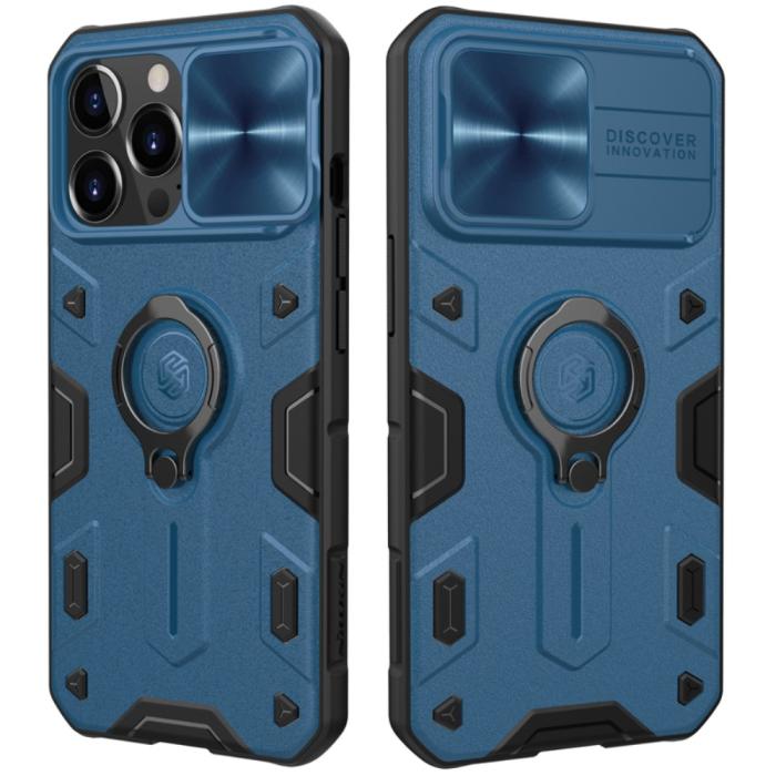 Bild 1, iPhone 13 Pro - NILLKIN CamShield Armor Hybrid Ring Skal - Blå