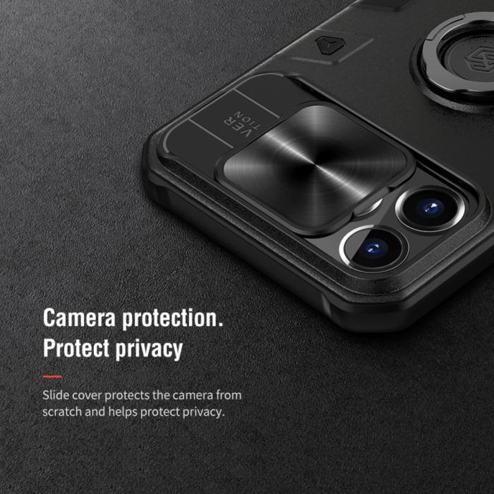 Bild 3, iPhone 13 Pro - NILLKIN CamShield Armor Hybrid Ring Skal - Blå