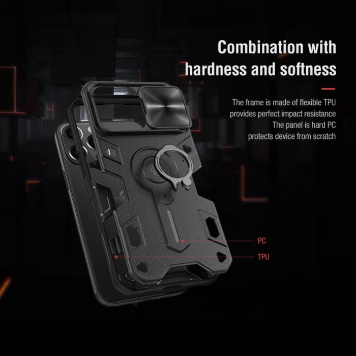 Bild 5, iPhone 13 Pro - NILLKIN CamShield Armor Hybrid Ring Skal - Blå