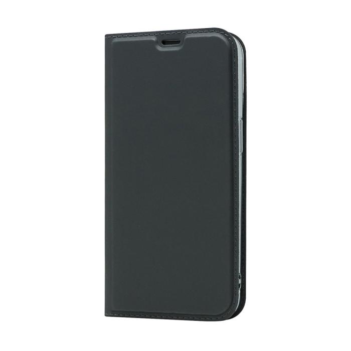 Bild 2, iPhone 13 Pro - Silkeslent Läder Flip Fodral - Svart