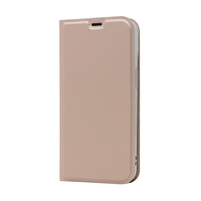 Bild 2, iPhone 13 Pro - Silkeslent Läder Flip Fodral - Roséguld