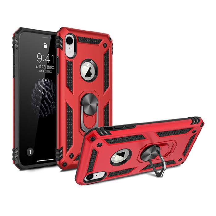 Bild 1, iPhone XR - Hybrid Armor Ring Skal - Röd