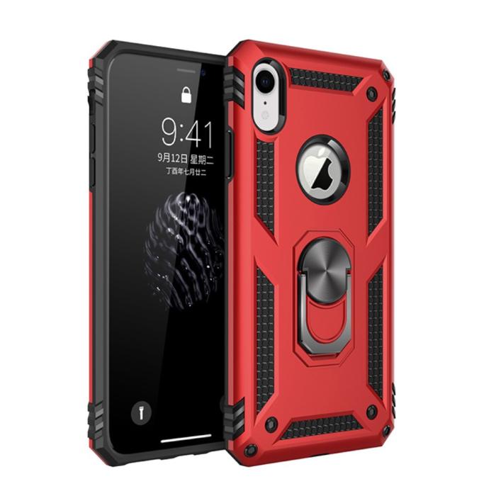 Bild 3, iPhone XR - Hybrid Armor Ring Skal - Röd