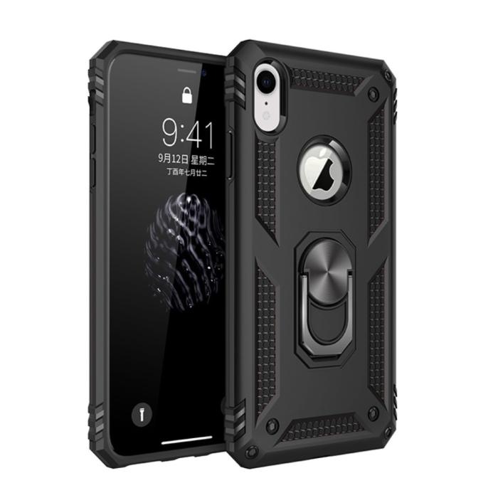 Bild 1, iPhone XR - Hybrid Armor Ring Skal - Svart