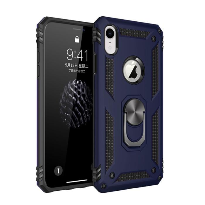 Bild 1, iPhone XR - Hybrid Armor Ring Skal - Mörk Blå