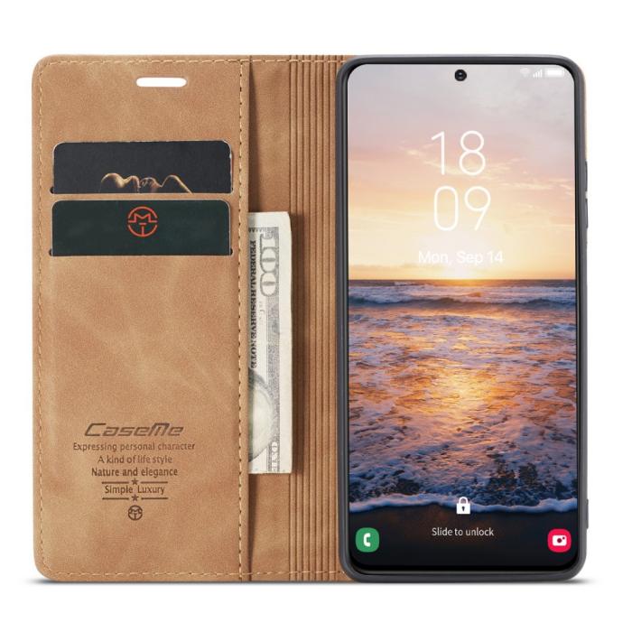 Bild 2, CASEME Samsung Galaxy S23 Plus Fodral Flip Läder Brun