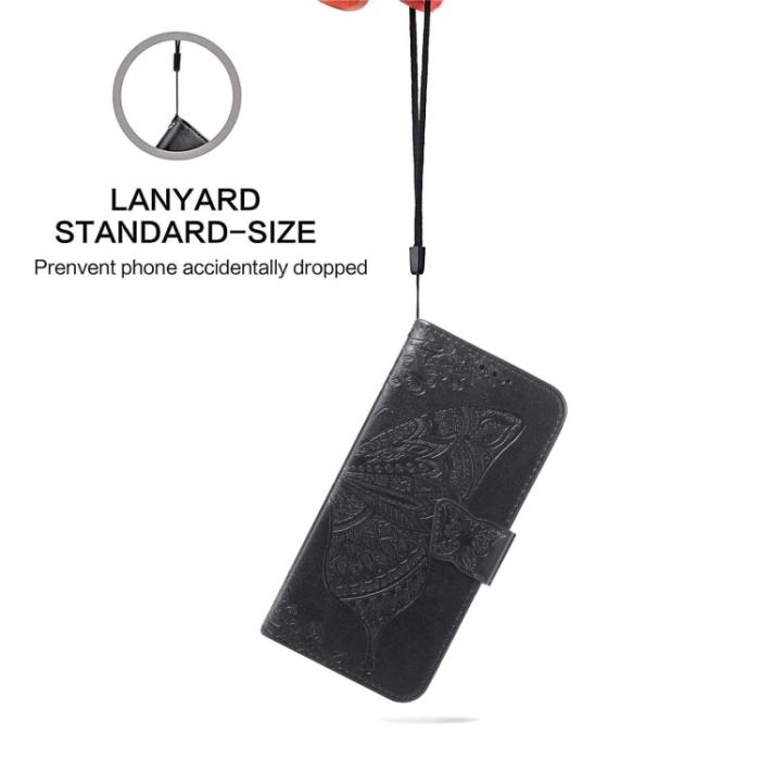 Bild 6, Samsung Galaxy S21 FE Fodral Big Butterfly Läder Svart