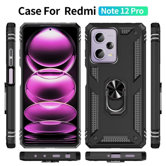 Bild 2, Xiaomi Redmi Note 12 Pro 5G Skal Ring Armor Hybrid Svart