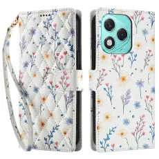 Honor 400 Lite Fodral Rhombus L&auml;der Blommor Vit
