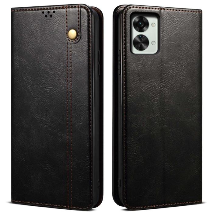 Bild 1, OnePlus Nord 2T 5G Fodral Flip Crazy Horse Svart