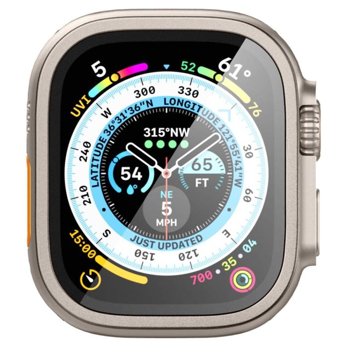 Bild 3, Spigen Apple Watch Ultra 49 mm Skärmskydd Glas.tR Slim Pro Titanium