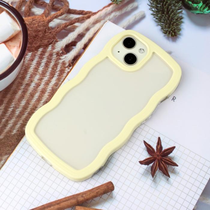 Bild 3, iPhone 15 Skal Wavy Hybrid Transparent/Gul