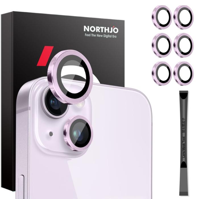 Bild 1, NORTHJO iPhone 15/15 Plus/14/14 Plus Linsskydd 3-PACK Lila