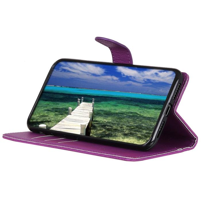 Bild 3, Motorola Edge 50 Fodral Litchi Läder Lila