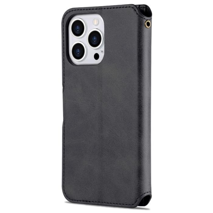 Bild 3, AZNS iPhone 14 Pro Fodral Läder Svart