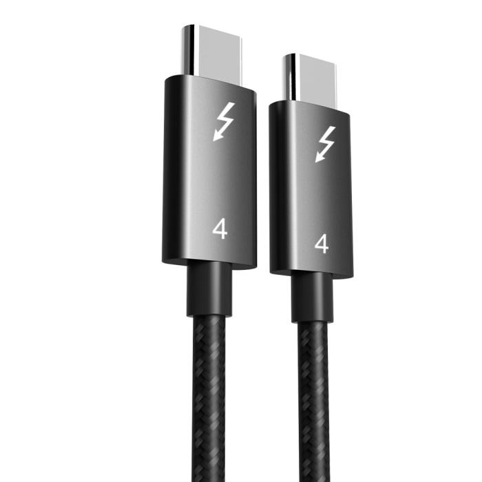 Bild 2, Thunderbolt 3/4 Kabel 50cm USB-C 100W PD Svart