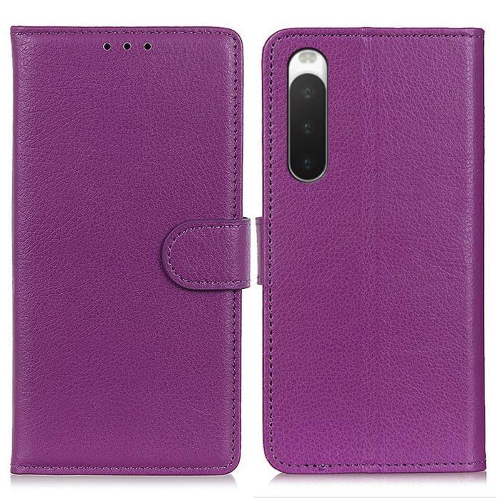 Bild 1, Sony Xperia 10 V Fodral Litchi Läder Lila