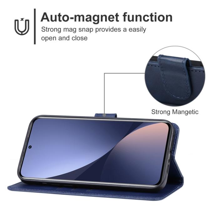 Bild 4, Xiaomi 13 5G Fodral Solid Läder Blå