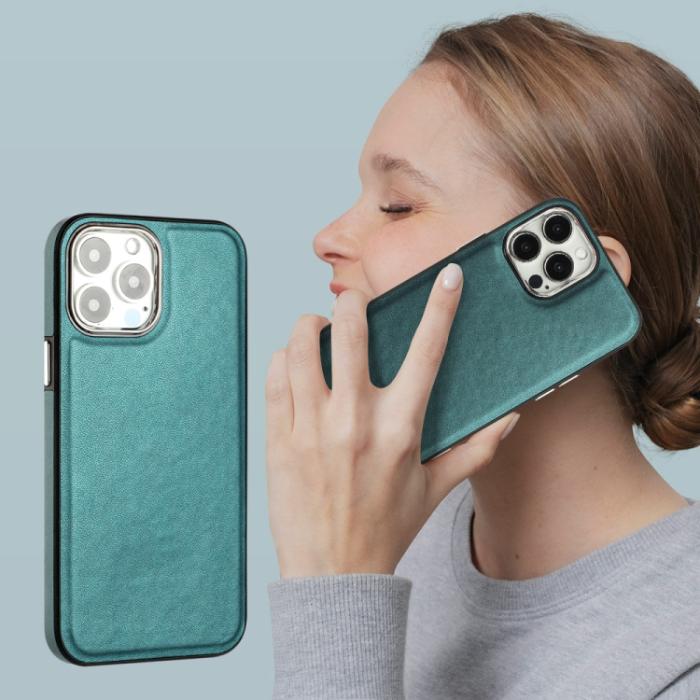 Bild 5, iPhone 15 Pro Skal Läderbelagt Grön