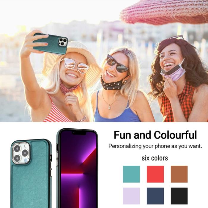 Bild 6, iPhone 15 Pro Skal Läderbelagt Grön