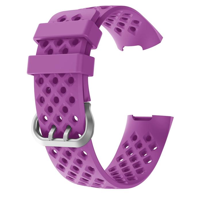 Bild 1, Silikon Armband Ihåligt Fitbit Charge 3 / 4 Lila