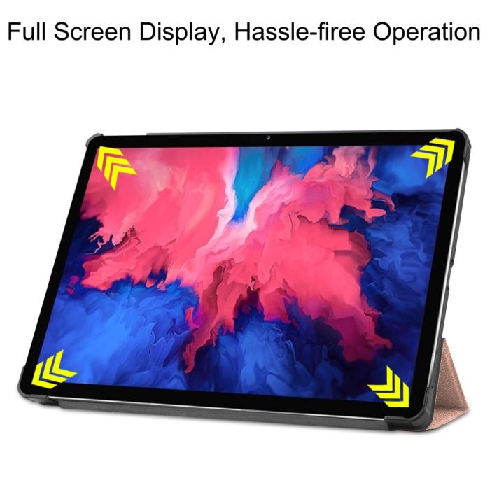 Bild 4, Lenovo Tab P11 / P11 Plus - Tri-Fold Läder Fodral - Roséguld