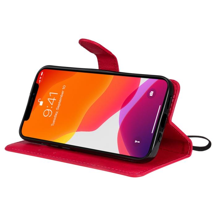 Bild 6, iPhone 13 Pro - Solid Läder Fodral - Röd