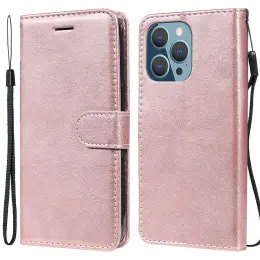 iPhone 13 Pro - Solid Läder Fodral - Roséguld