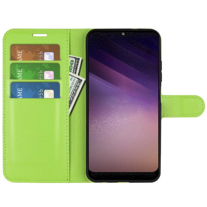 Bild 4, Samsung Galaxy A03 Fodral Litchi Läder Grön