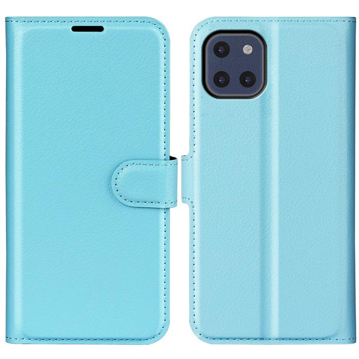 Bild 1, Samsung Galaxy A03 Fodral Litchi Läder Ljus Blå