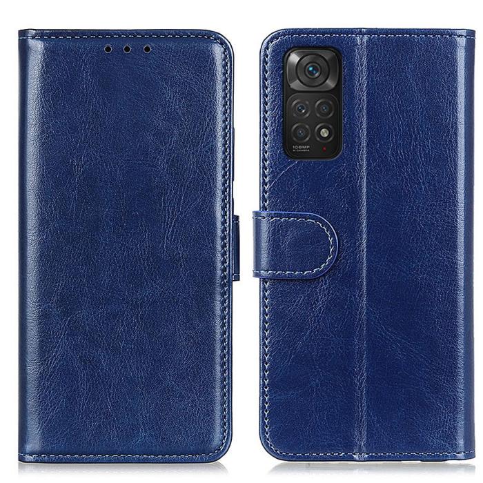 Bild 1, Xiaomi Redmi Note 11 4G Fodral Crazy Horse Läder Blå