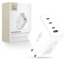 Tech-Protect 200W V&auml;ggladdare PD QC3.0 USB-C / USB-A Vit
